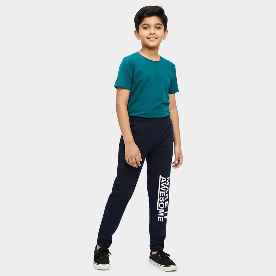 Boys' Navy Blue Regular-fit Game Over Printed Pyjama, नेवी ब्लू, large