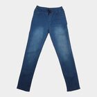 Boys Blue Slim Fit Drawstring Waist Jeans, गहरा नीला, small