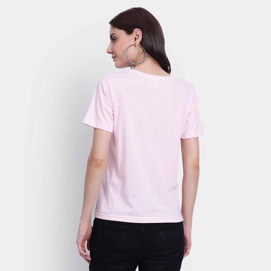 Ladies' Cotton Round Neck T-Shirt, Light Pink, large image number null