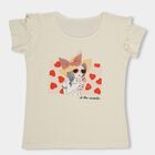 Girls' 100% Cotton T-Shirt , Off White, small