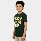Boys Green Round Neck Casual Boys T-Shirt, गहरा हरा, small
