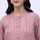 Women's Dusty Rose Round Neck Casual Cardigan, Pink, small image number null
