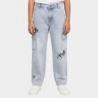 Boys' Light Wash Relaxed Fit Cargo Jeans, हल्का नीला, small image number null
