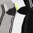 Men's Light Gray and Jet Black Regular Fit Ankle Length Socks Pack of 3, Black, small