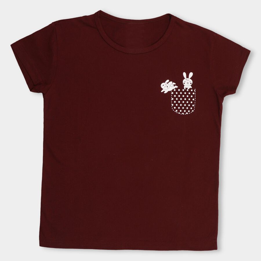 Girls' T-Shirt , वाइन, large image number null