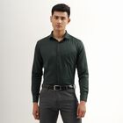 Men's Dark Forest Green Cut Away Collar Formal Shirt, Dark Green, small image number null