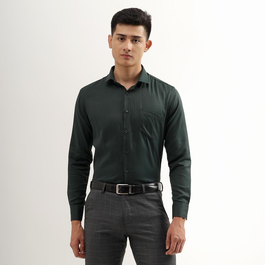 Men's Dark Forest Green Cut Away Collar Formal Shirt, Dark Green, large image number null