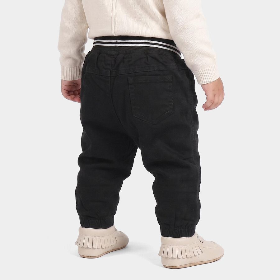 Infants' Black Regular Fit Jogger Trousers, काला, large