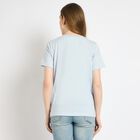 Ladies' 100% Cotton Round Neck T-Shirt , हल्का नीला, small