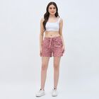 Women's Dusty Rose Pink Floral Tie-Waist Shorts, पीच, small