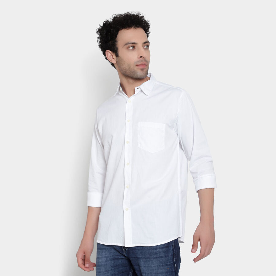 Cotton Solid Casual Shirt, White, large image number null