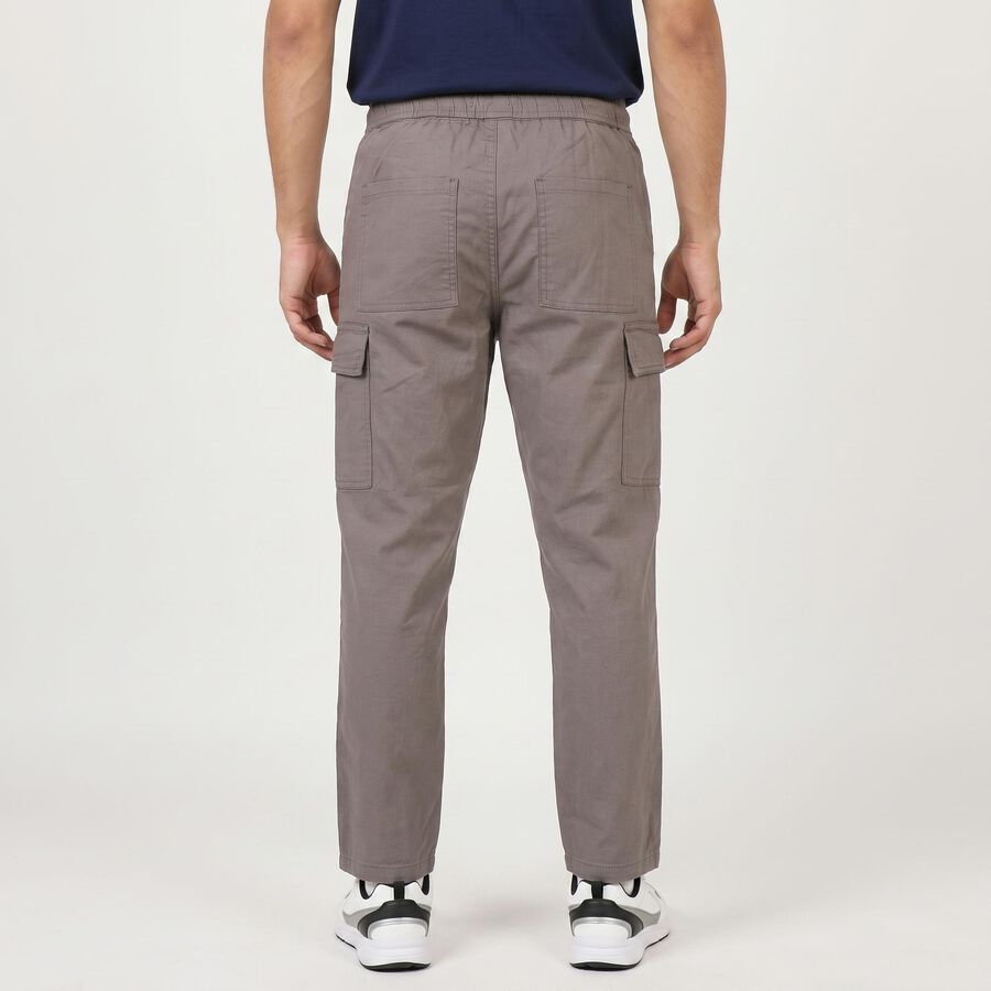 Men's Grey Slim Fit Cargo Trousers, Light Grey, large
