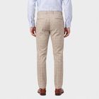 Men's Light Grey Slim Fit Checked Casual Trousers, Light Grey, small