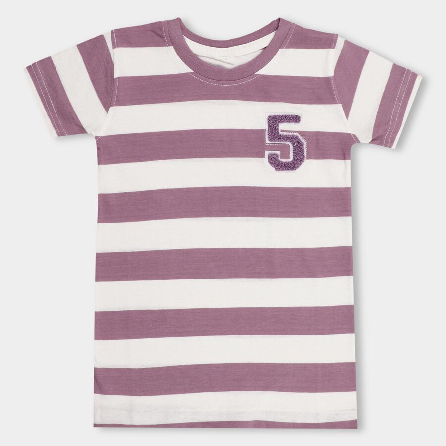 Boys' 100% Cotton Half Sleeves T-Shirt , लाइलेक, large image number null