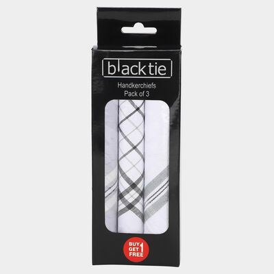 Men Dark Grey Checked Pack of 3 Handkerchief