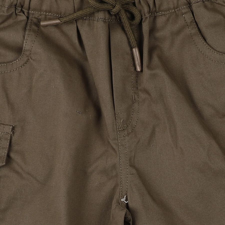 Boys' Olive Cotton Relaxed Fit Bermuda Shorts, Olive, large