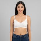 Women's White V-Neck Bralette Bra, सफ़ेद, small
