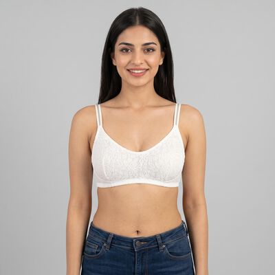 Women's White V-Neck Bralette Bra