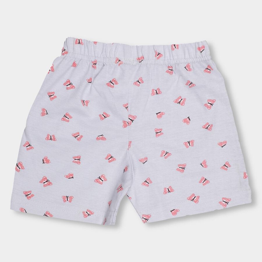 Girls' Light Grey Pull-Up Printed Shorts, हल्का नीला, large image number null