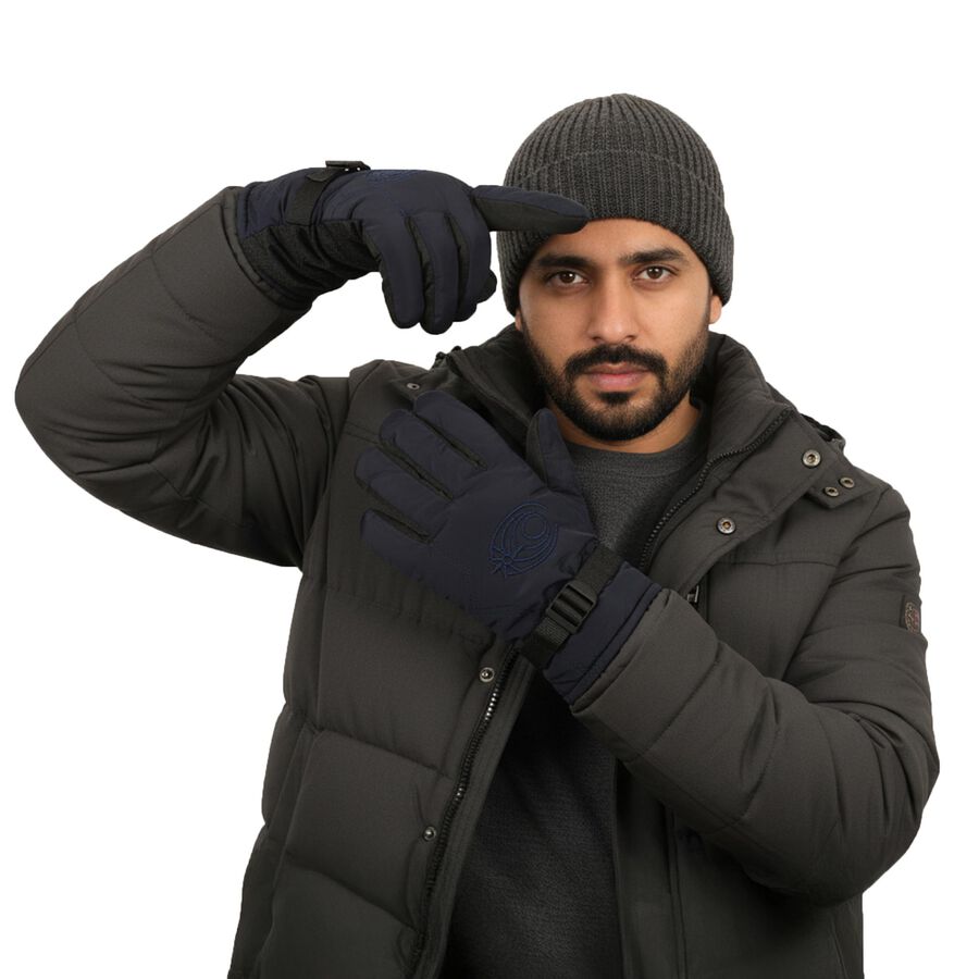 Men's Gloves, नेवी ब्लू, large