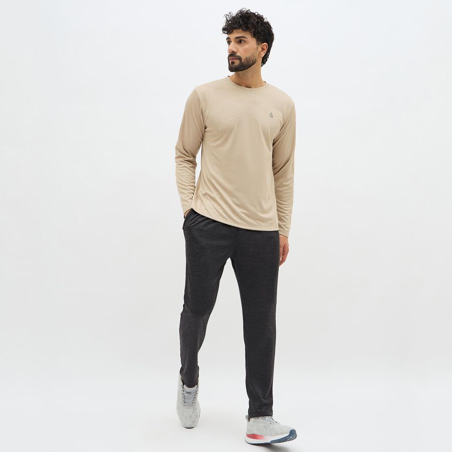 Men's Light Beige Crew Neck Casual T-Shirt, Beige, large image number null
