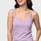 Women's Lavender Cotton Scoop Neck Camisole Slip, लाइलेक, small