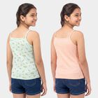 Girls' Mint Green Cotton Round Neck Sleeveless Vest, हल्का हरा, small