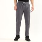 Men's Grey Slim Fit Cuffed Track Pants, गहरा ग्रे, small