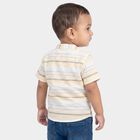 Infants' Yellow Cotton Short Sleeves Mandarin Collar Striped Shirt, Yellow, small