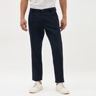 Men's Deep Navy Blue Slim Fit Cross Pocket Casual Trousers, Navy Blue, small image number null