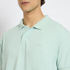 Men's Collared Half Sleeves T-Shirt , एक्वा, small