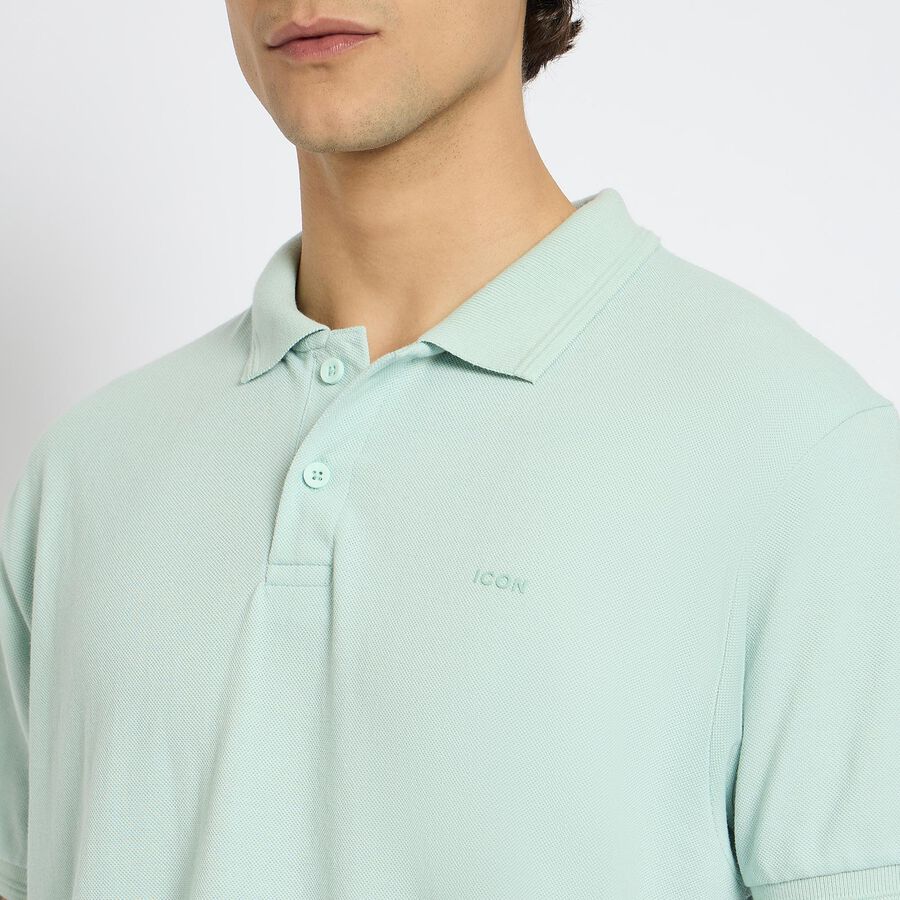 Men's Collared Half Sleeves T-Shirt , एक्वा, large