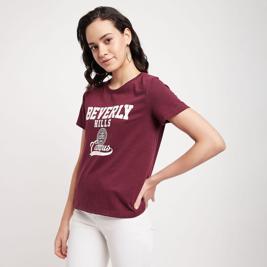 Round Neck T-Shirt, Wine, large image number null