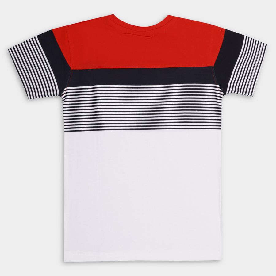 Boys' 100% Cotton Half Sleeves T-Shirt , White, large image number null