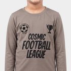Boys Grey Round Neck Regular Boys T-Shirt, Light Grey, small