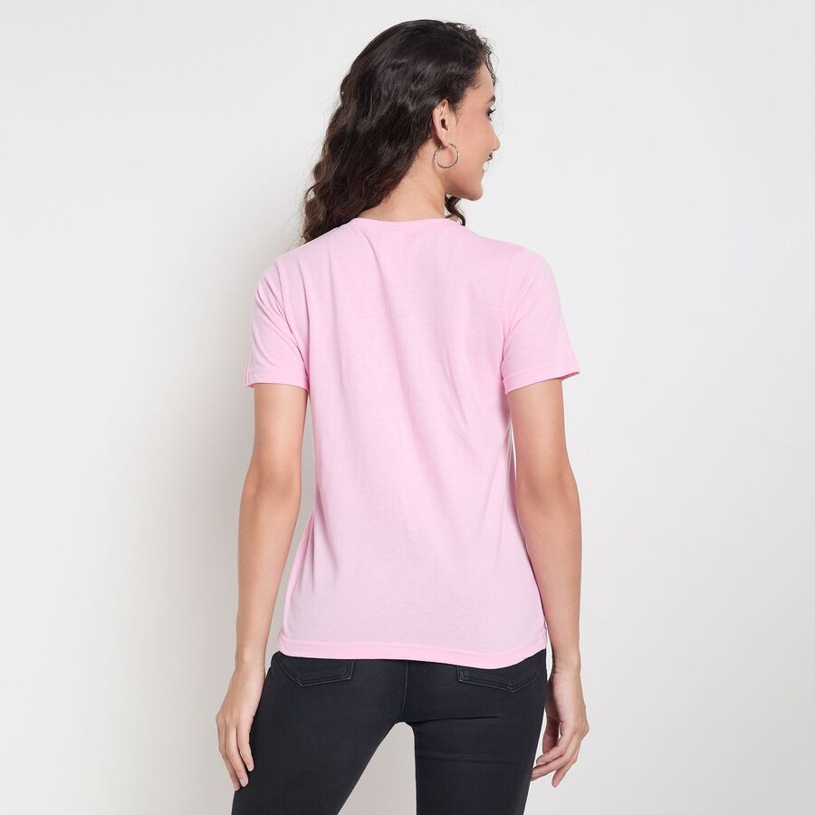 Ladies' Round Neck T-Shirt, गुलाबी, large image number null