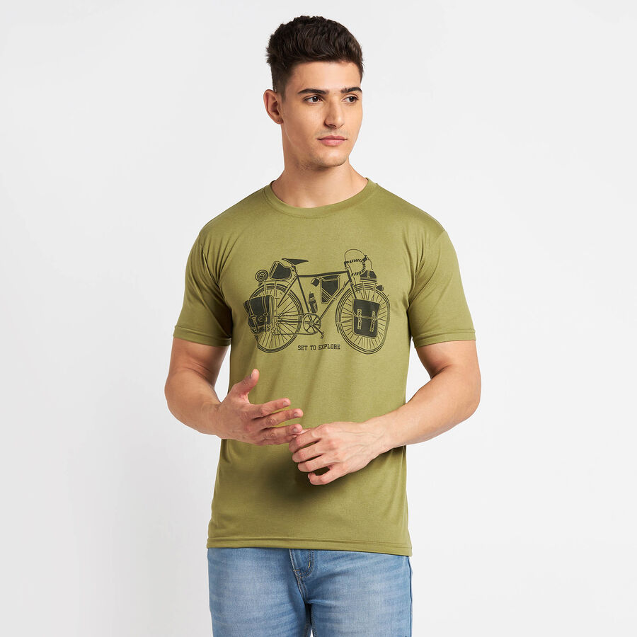 Round Neck T- Shirt, ओलिव, large image number null