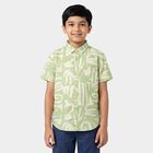 Boys' Mint Green Cotton Abstract Printed Regular Fit Shirt, Light Green, small