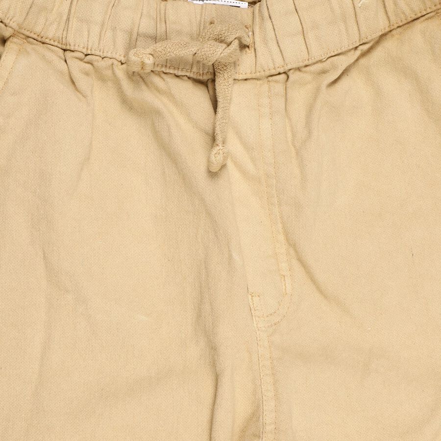 Boys Light Beige Elastic Waist Jogger Trousers, Khaki, large image number null