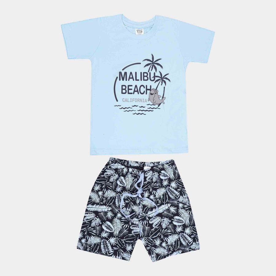 Boys Round Neck Baba Suit, हल्का नीला, large image number null