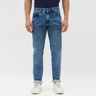 Men's Stonewashed Blue Skinny Fit Five Pocket Jeans, हल्का नीला, small image number null