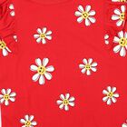 Girls Red Cotton Round Neck Regular T-Shirt, Red, small