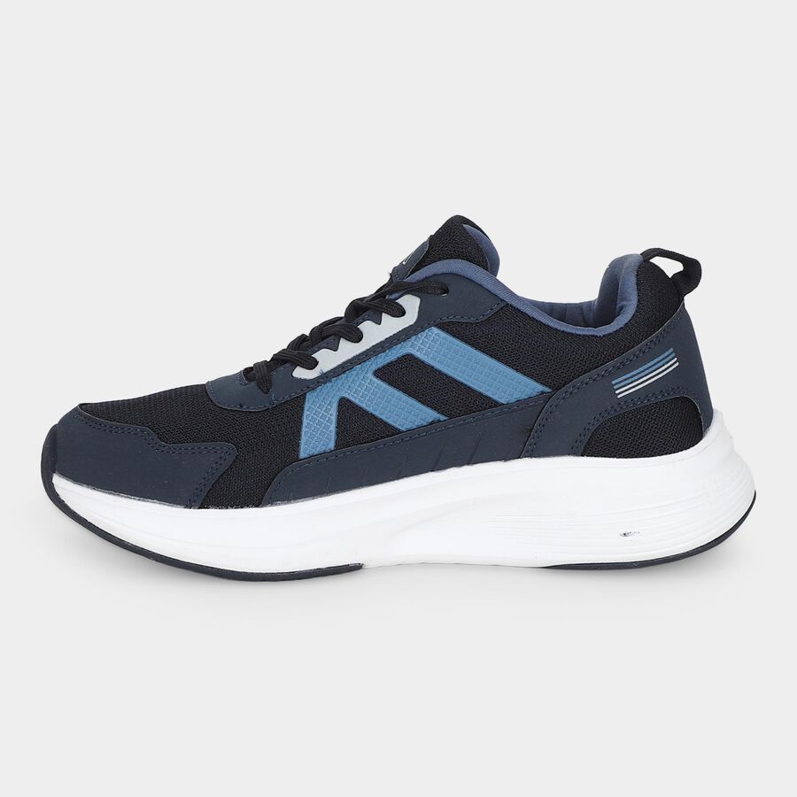 Men's Navy Blue Lace-Up Sneakers, नेवी ब्लू, large