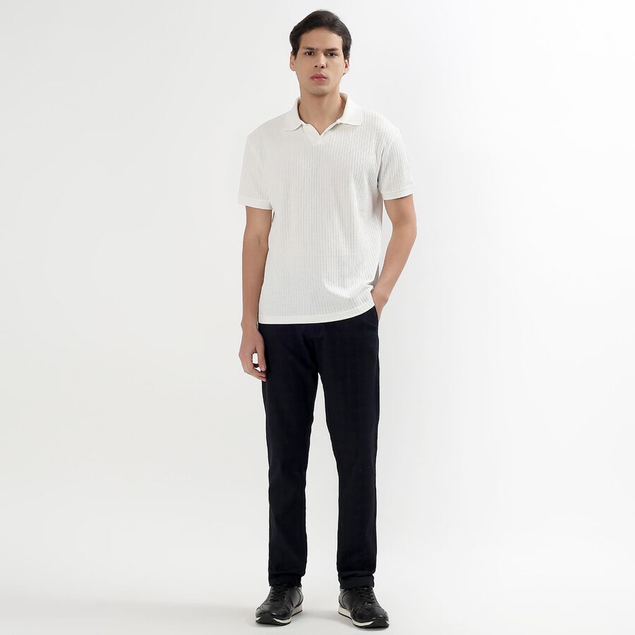 Men's Slim Fit Casual Trousers, नेवी ब्लू, large