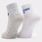 Boys' Ankle Length Pack of 2 Socks ( Grey, White ), सफ़ेद, small
