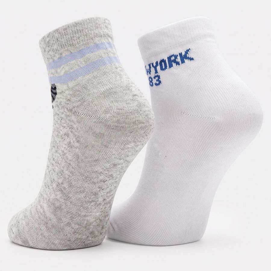 Boys' Ankle Length Pack of 2 Socks ( Grey, White ), सफ़ेद, large