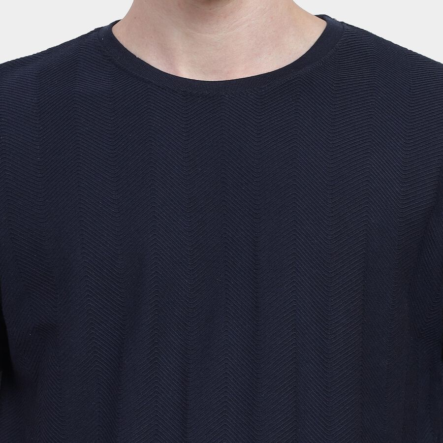 Men's Deep Midnight Navy Blue Round Neck T-Shirt, Navy Blue, large image number null