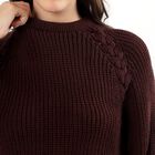 Women's Dark Brown Crew Neck Casual Pullover, भूरा, small image number null