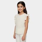 Girls' Off-White Round Neck Casual T-Shirt, Off White, small image number null