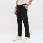 Men's Jet Black Slim Fit Cross Pocket Casual Trousers, Black, small image number null